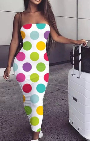 Polka dot tube Maxi Dress (Many Colors)