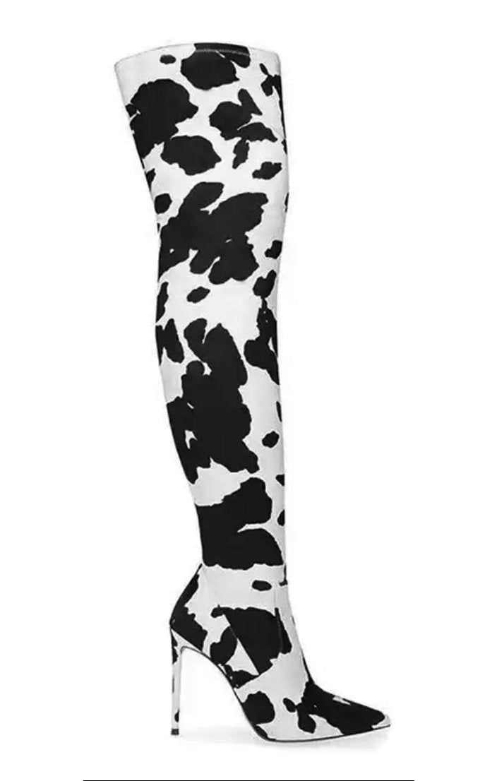 Print Thigh High Heels Over The Knee Boots (2 Colors)