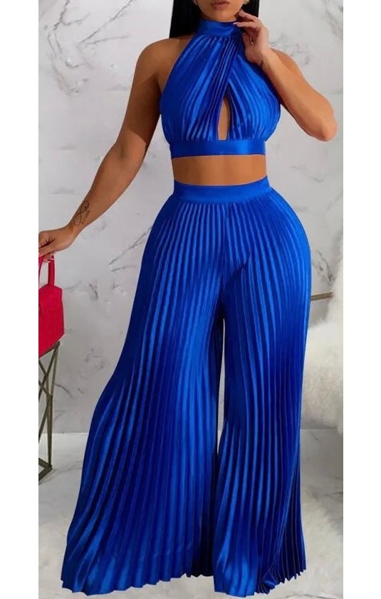 Sleeveless Top And Pleated Pants Suit two-piece set (3 Colors)