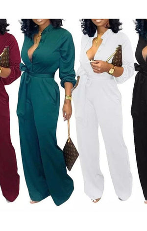 Belted jumpsuit (Many Colors) & Plus Sizes