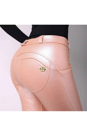 Pink PU Leather Women Pants (Many Sizes)