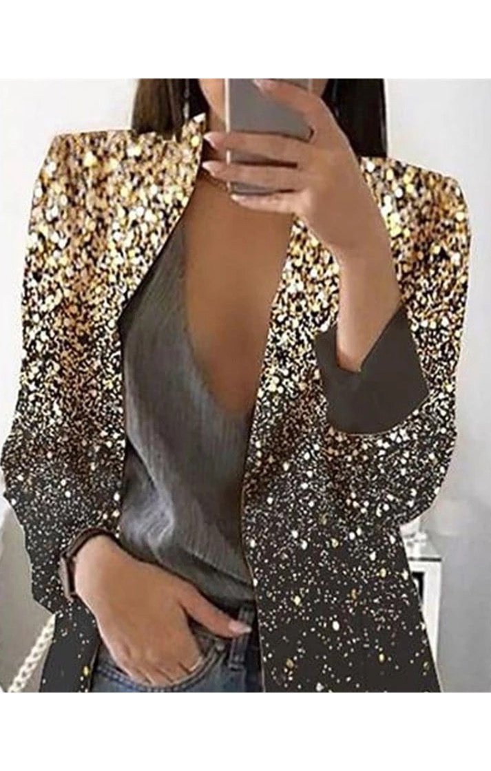 Sequin Glitter Long Sleeve Blazer
