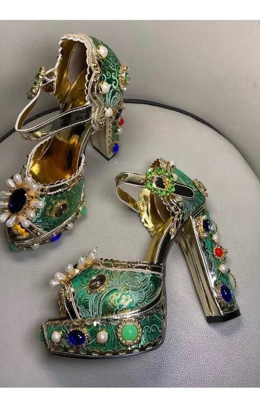 Gemstone luxury pearl high heels