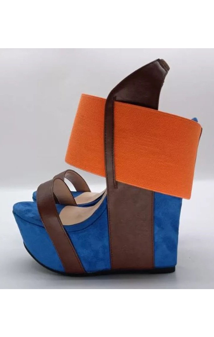 Multicolored Open Toe Platform Wedges Shoe Sandals