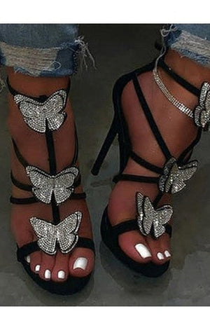 Butterfly open toe sandals heels (3 COLORS)