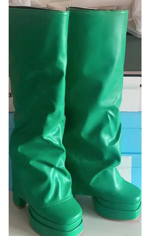 Knee High Chinky Platform Boots (Many Colors)