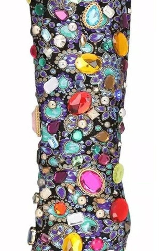 Black with Multicolored Stones large gems Boots