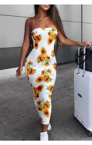 Sunflower  Print Bandeau Dress