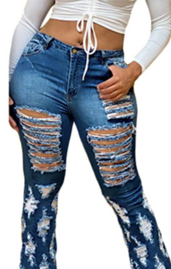 Diamond Pattern Distressed jeans