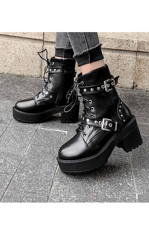 Black platform Boots Shoes