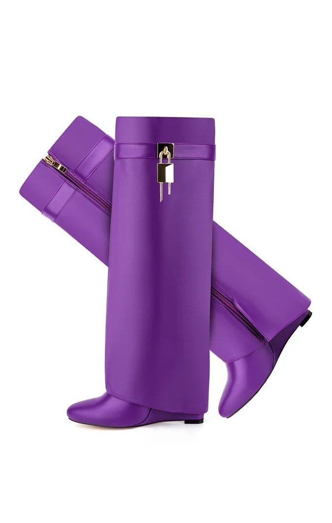 Designer Style Zipper Knee-length Boots Shark Lock (Many Colors)