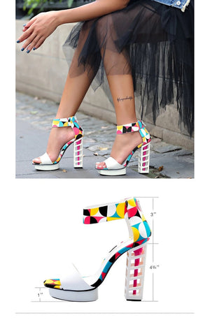 Multicolored  sandals heels (2 Colors)