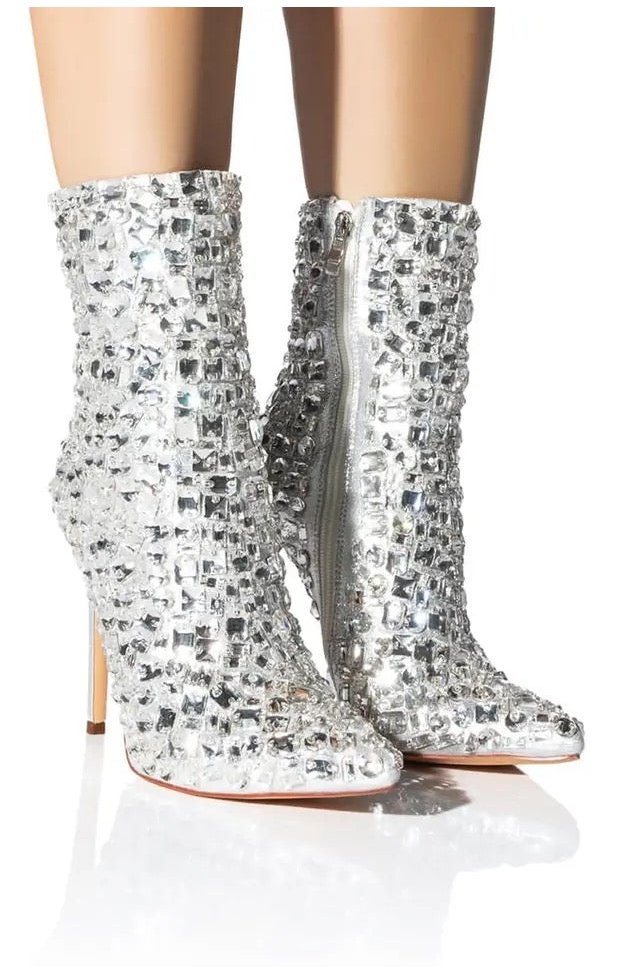Women’s Luxury Crystal Ankle Boots Sexy 12 cm