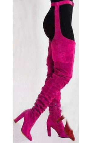 (Many COLORS) Sexy Suede Thigh High Belt Boots