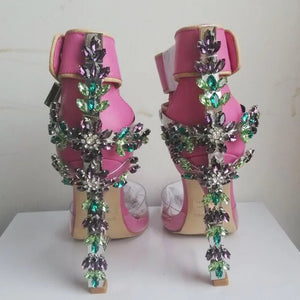 Crystal Rhinestone transparent Clear Multicolored Heels (Many Colors)