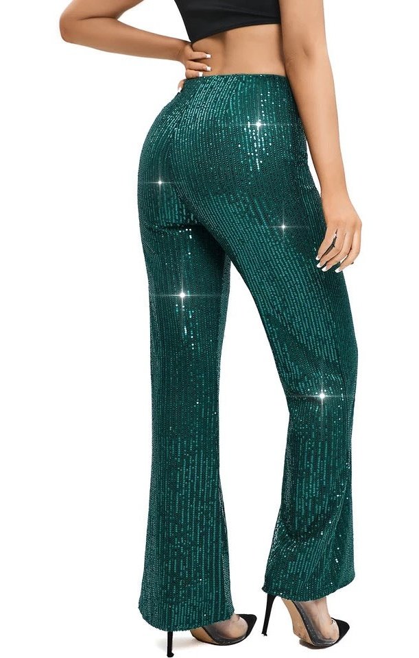 Sequined Sparkly Wide Leg Women Pants Trousers (Many Colors)