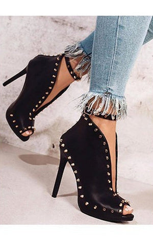 Studded Booties Black Shoes
