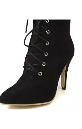 Lace up Pointed Toe  Booties (3 Colors)