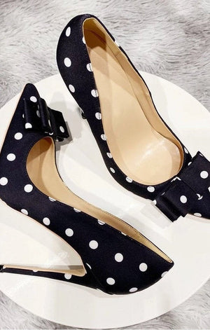 Polka dot bow heels