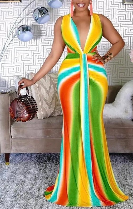 Multicolored maxi dress (Many Sizes)