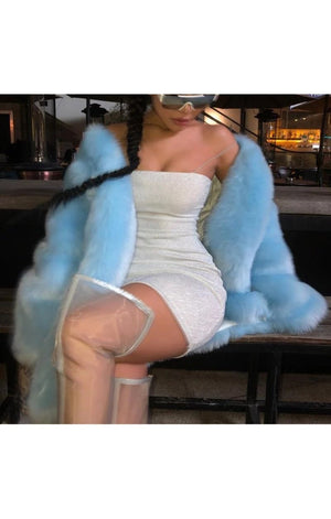Women's Faux Fur Fluffy Long Sleeve Coat (2 Colors) (Many Sizes)