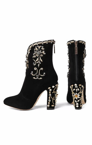 Women’s Luxury Suede Crystal Ankle Boots