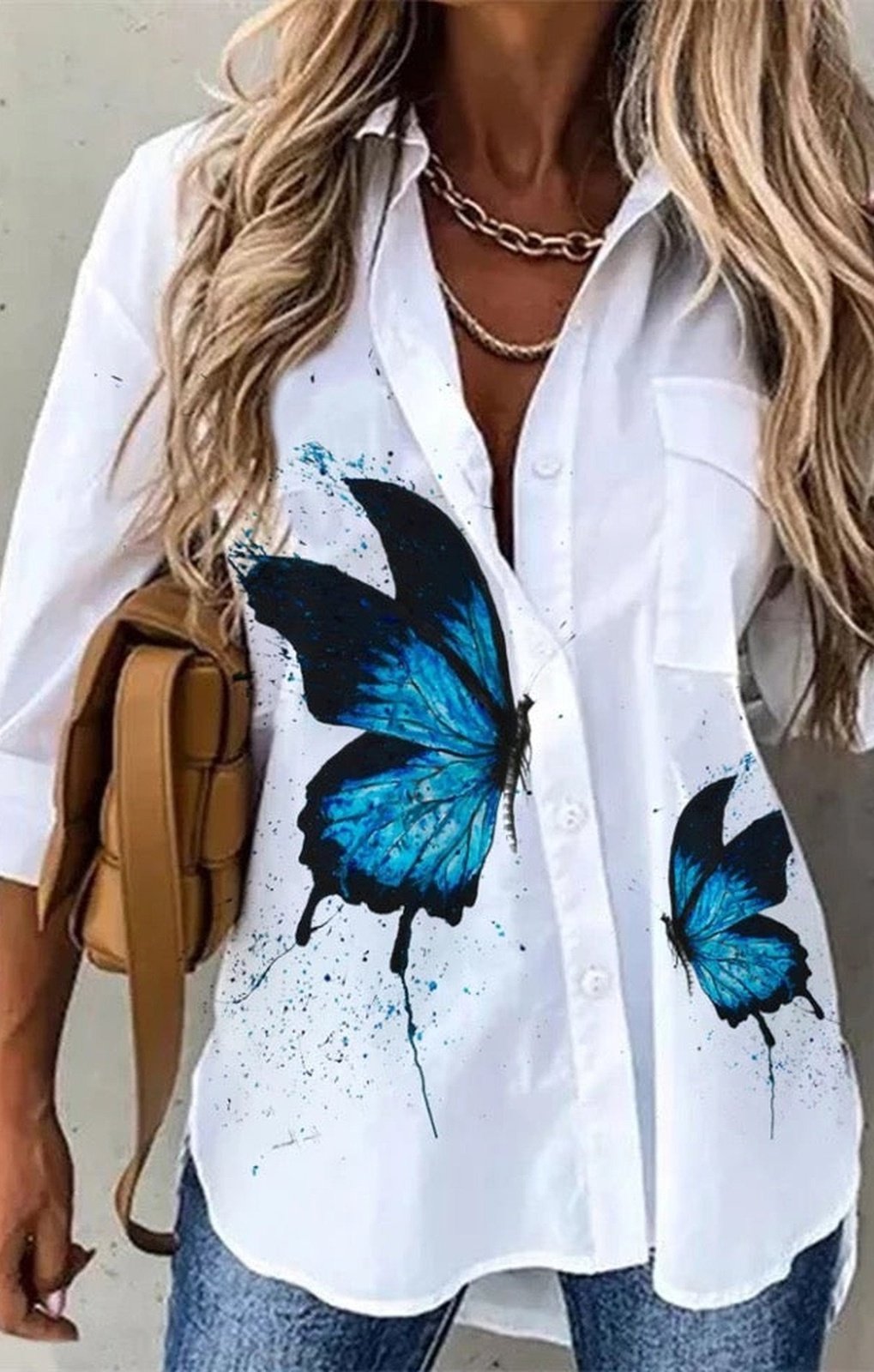 Butterfly button down top