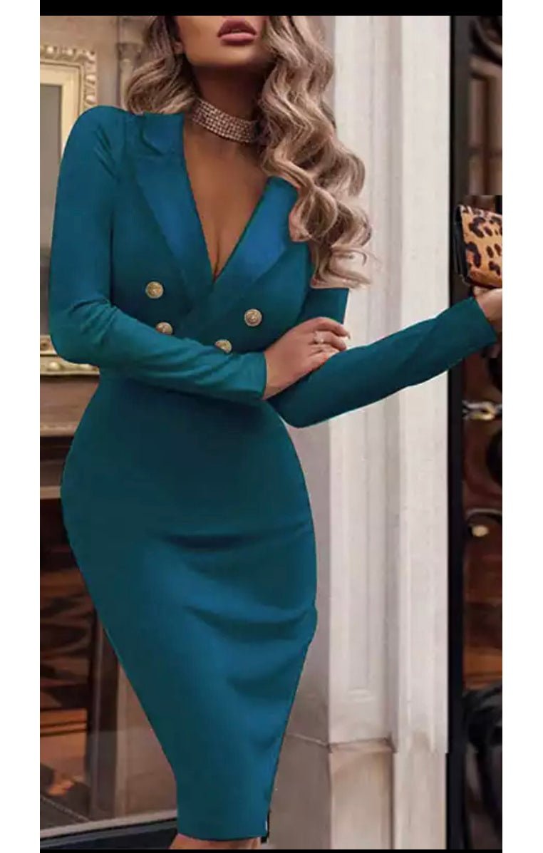 Long Sleeve Buttoned Sweater Dress (4 Colors)
