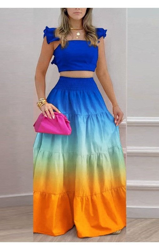 Crop Top & Maxi Skirt Set (Many Colors)