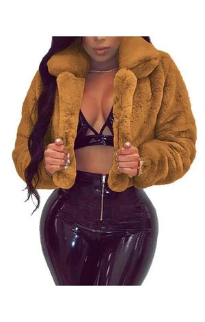 Women’s Turn down collar Short Thin Lightweight Fluffy Jacket - Faux Fur (Many Colors)