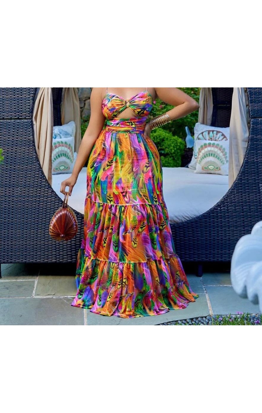 Flowy Multicolored Maxi Dress (2 Colors) (Many Sizes)