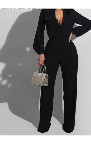 Long Sleeve Button-down Jumpsuits (Many Colors)