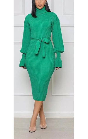 Sweater dress Long Sleeve Belted (3 Colors)