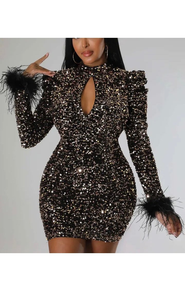 Bling Feather Dress (Many Colors)