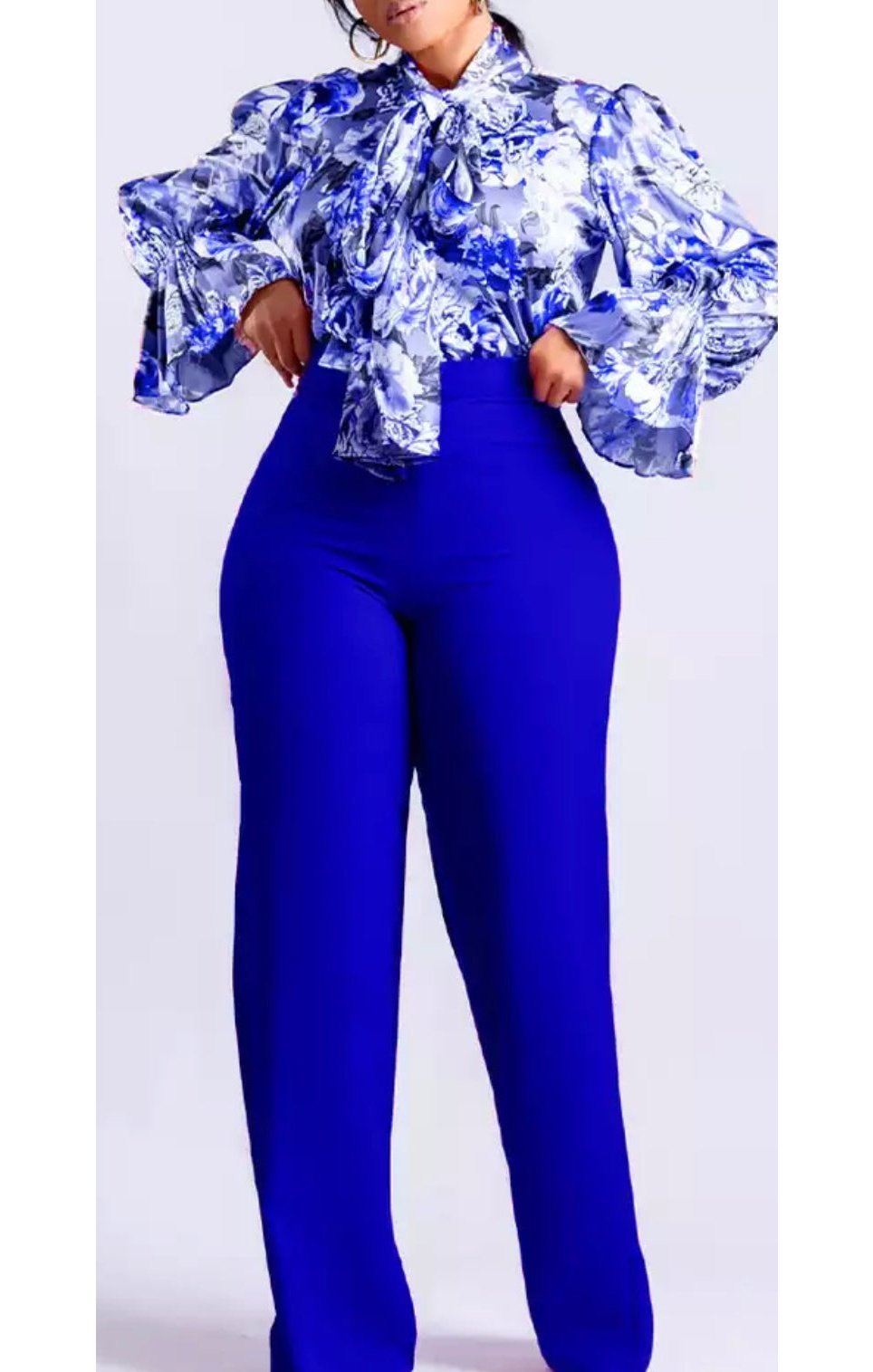 (3 Colors ) Two piece Print pants set Long Sleeve (Many Sizes) Plus Sizes Available