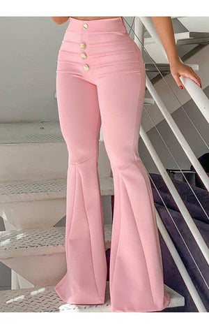 Cami Top & Buttoned Bell-Bottom Pants Set