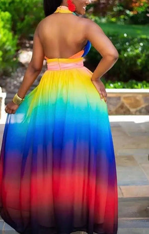Rainbow Multicolored maxi dress (Many Sizes)
