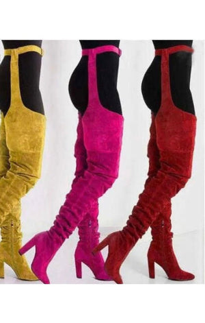 (Many COLORS) Sexy Suede Thigh High Belt Boots