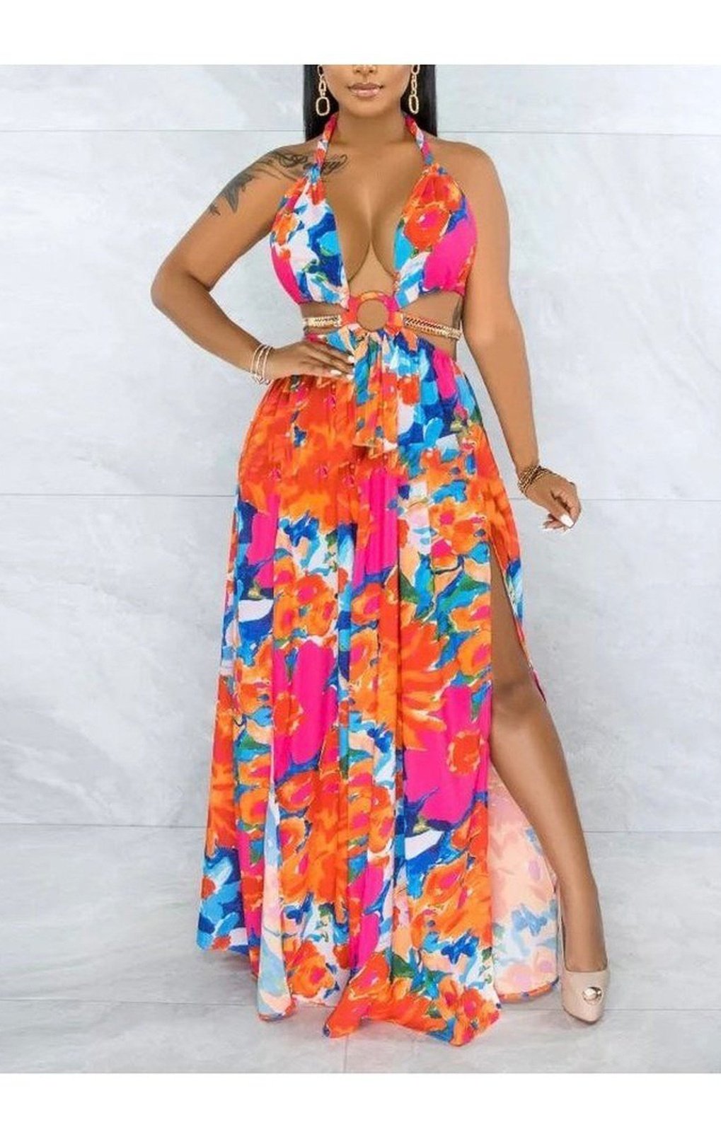Floral Sexy slit Maxi Dress (Many Colors)