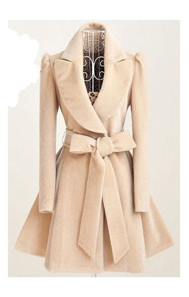 Women's Suede Style Trench Coat Jacket - Wide Tie Sash / Puffy Shoulders (3 Colors)