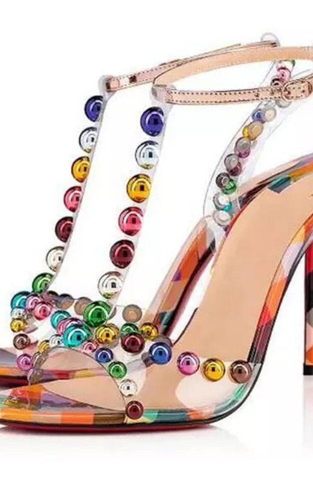 Colorful T Strap Sandals heels