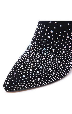Bling Crystal Thigh High Boots Sexy Pointed Toe Stiltto Heels Over The Knee Sock Shoes Women