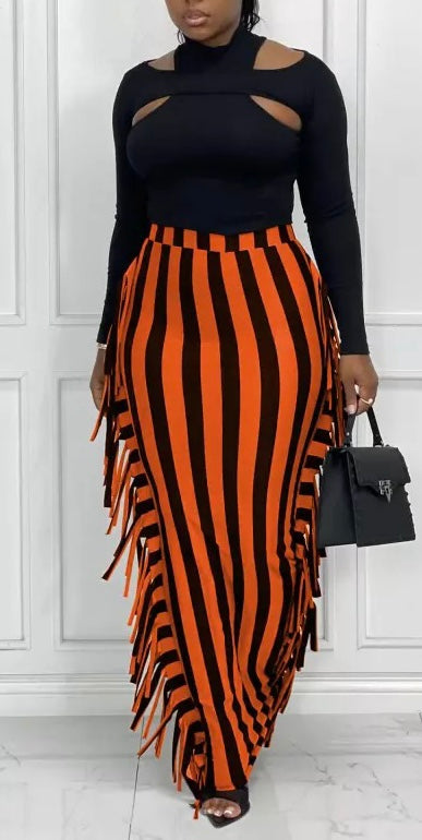 Tassel Stripe Maxi Skirt (Many Colors)