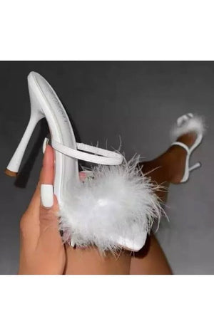 Feather Fluffy Sandals heels (4 Colors)