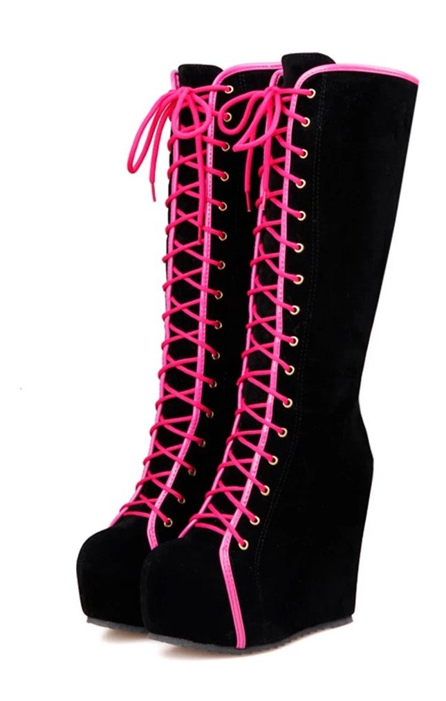 Mid Calf  Platform lace up Boots (2 Colors)