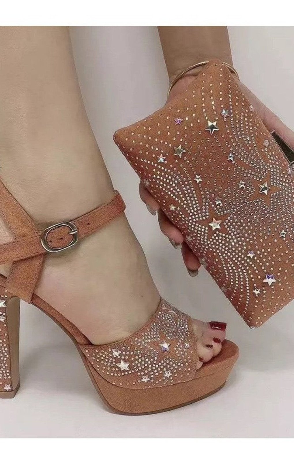 Matching purse heels bag set rhinestone (Many Colors)