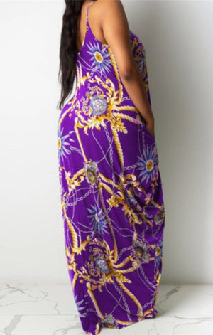 (5 COLORS ) printed pockets sling summer stretch maxi dress