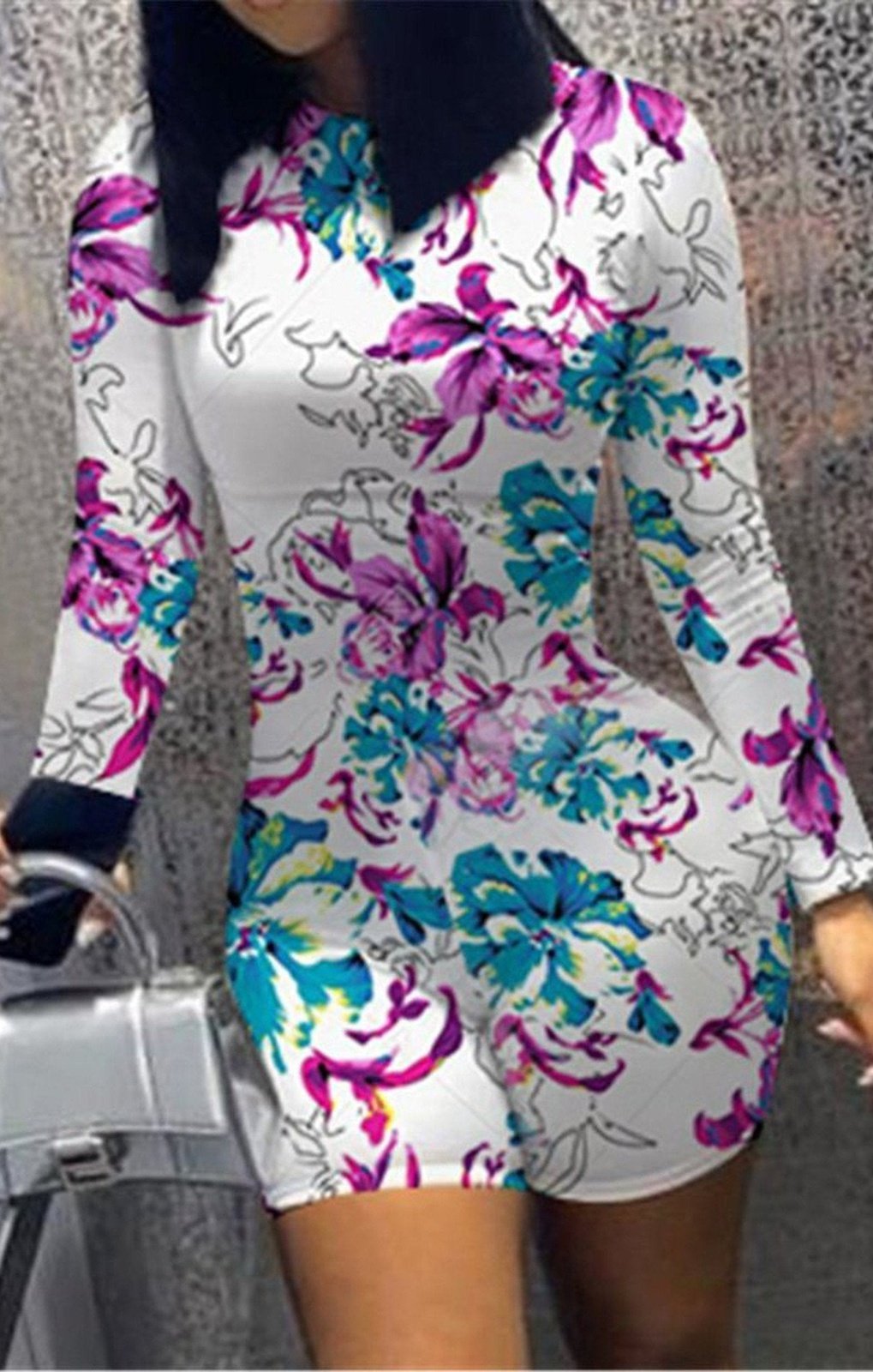 Flower batch print jumpsuit