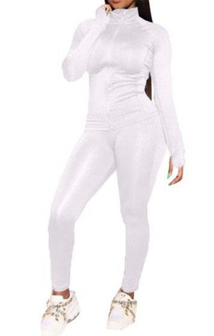 Cut out zip-up tight stretch two-piece set (MANY COLORS)