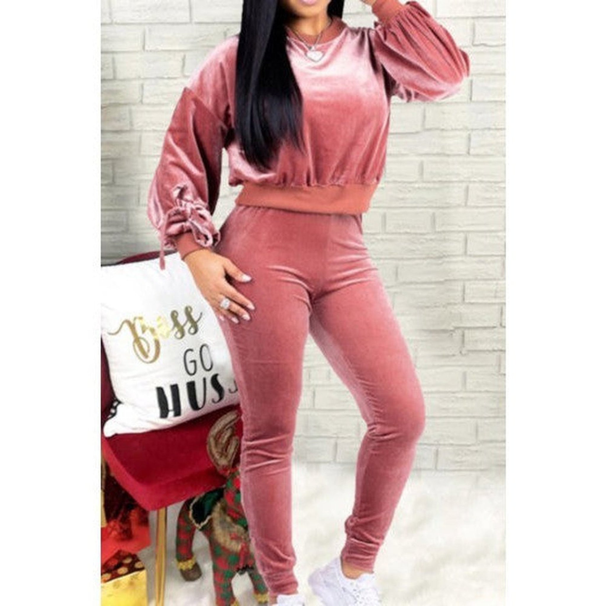 Velvet stretch casual two-piece set (MANY COLORS)